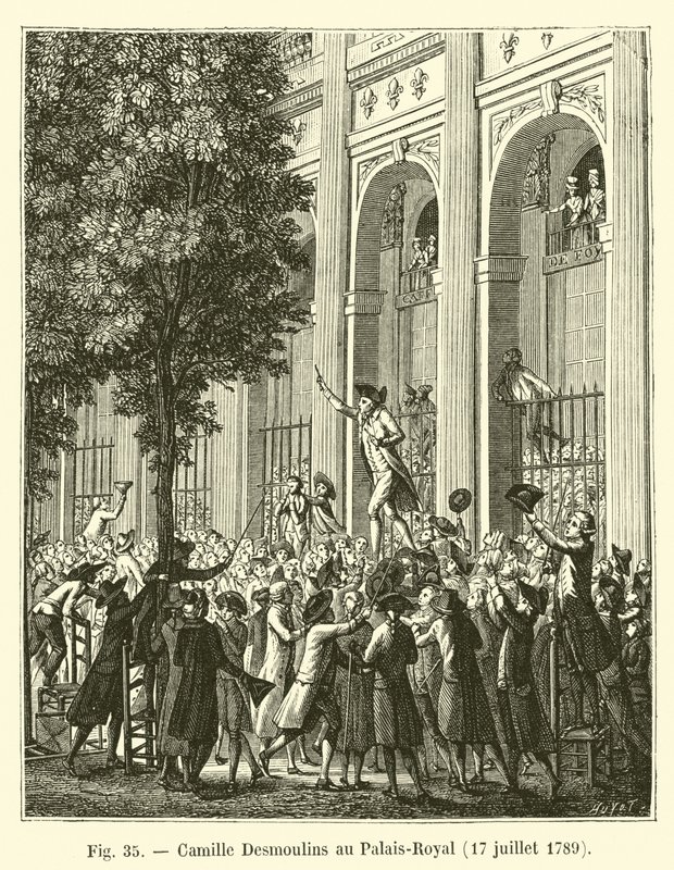 Camille Desmoulins Palais-Royalissa 17. heinäkuuta 1789 tekijältä French School