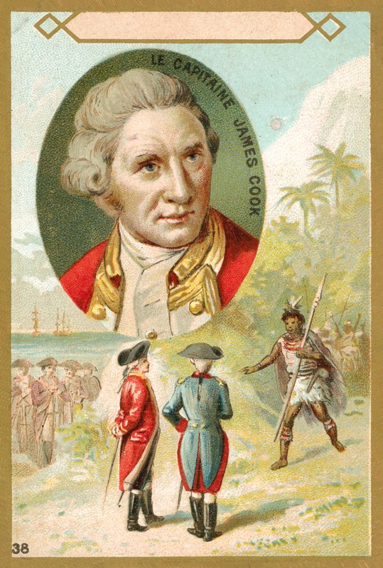 Kapteeni James Cook, englantilainen tutkimusmatkailija (chromolitho) tekijältä French School