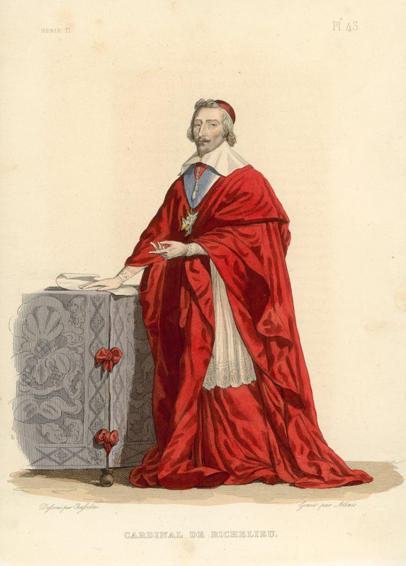 Cardinal de Richelieu (värillinen kaiverrus) tekijältä French School