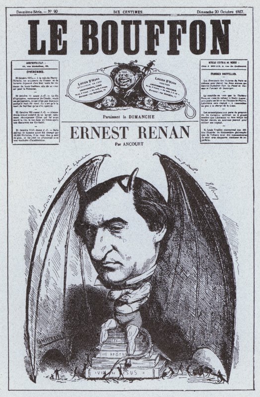 Karikatyyri ranskalaisesta filosofista Ernest Renanista (litho) tekijältä French School