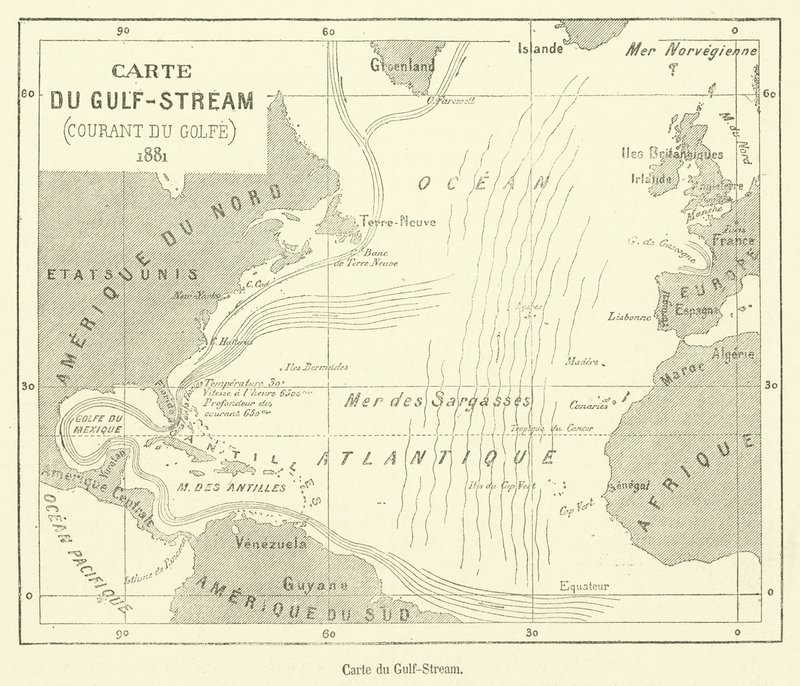 Carte du Gulf-Stream (kaiverrus) tekijältä French School