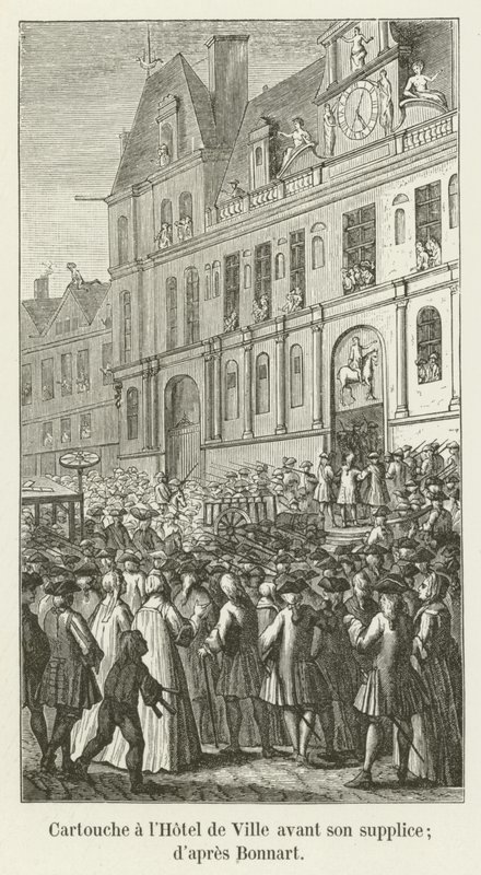 Cartouche Hôtel de Villessa ennen teloitustaan; Bonnartin mukaan tekijältä French School
