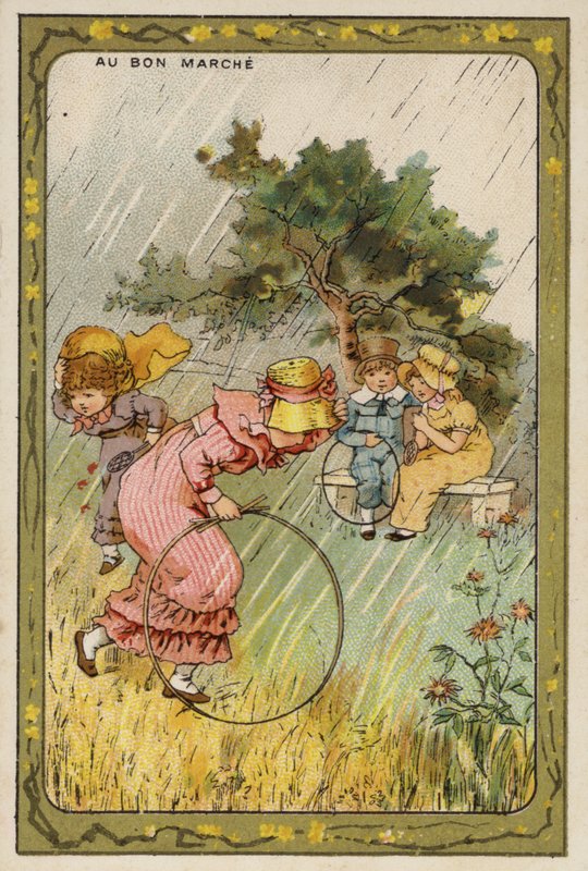 Sateessa kiinni (chromolitho) tekijältä French School