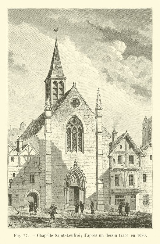 Saint-Leufroyn kappeli; vuodelta 1680 jäljitetystä piirroksesta tekijältä French School