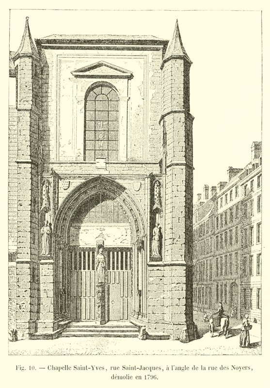 Saint-Yves-kappeli, rue Saint-Jacques, rue des Noyersin kulmassa, purettu vuonna 1796 tekijältä French School