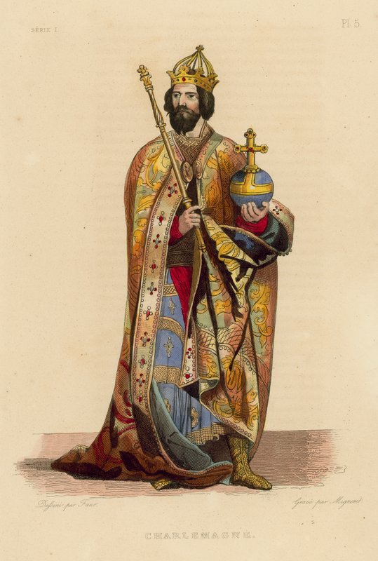 Charlemagne (värillinen kaiverrus) tekijältä French School