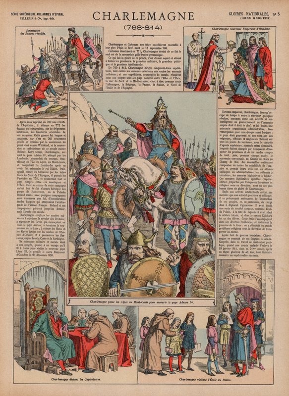 Charlemagne, 768-814 (väri litho) tekijältä French School