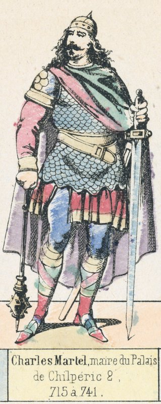 Charles Martel, palatsin pormestari, Chilperic 2, 715 a 741 (värikaiverrus) tekijältä French School