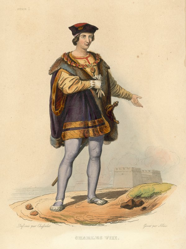 Kaarle VIII (värillinen kaiverrus) tekijältä French School