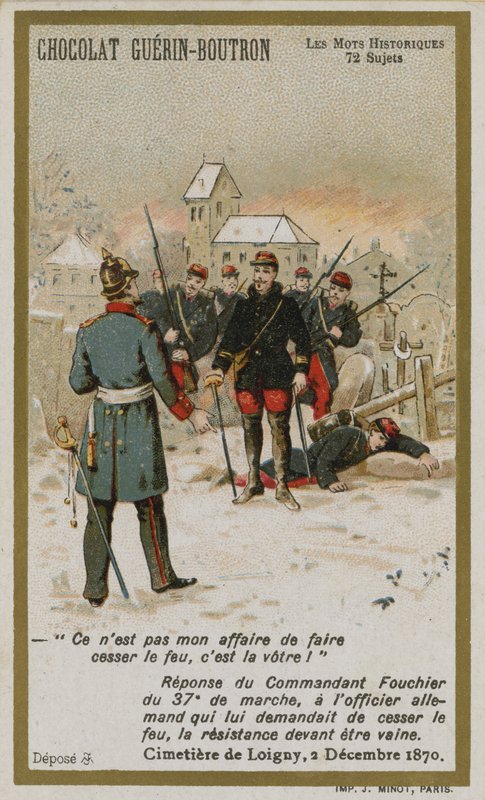 Chocolat Guerin-Boutron -kauppakortti, Historic Words -sarja (chromolitho) tekijältä French School