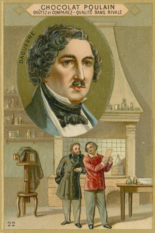 Suklaa Poulain -kauppakortti, Louis Daguerre tekijältä French School