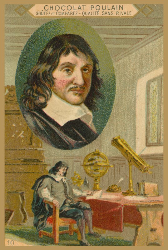 Suklaa Poulain -kauppakortti, Rene Descartes tekijältä French School