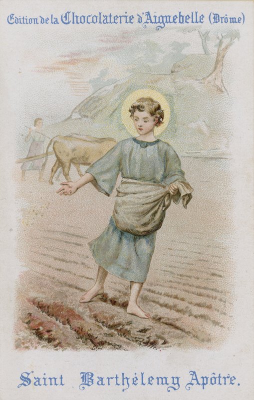 Suklaa Aiguebellen kauppakortista (chromolitho) tekijältä French School