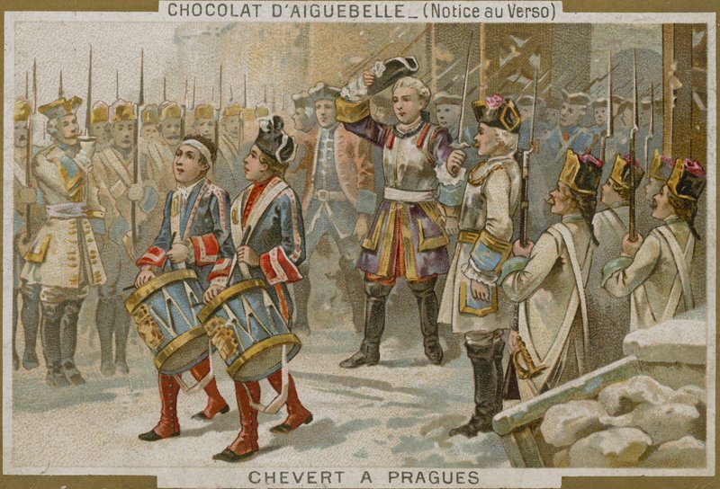Chocolaterie dAiguebelle -kauppakortti, jossa on kuva Francois de Chevertista tekijältä French School