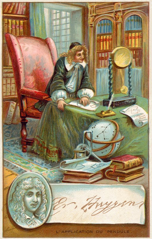 Christiaan Huygens, hollantilainen matemaatikko ja tiedemies (chromolitho) tekijältä French School