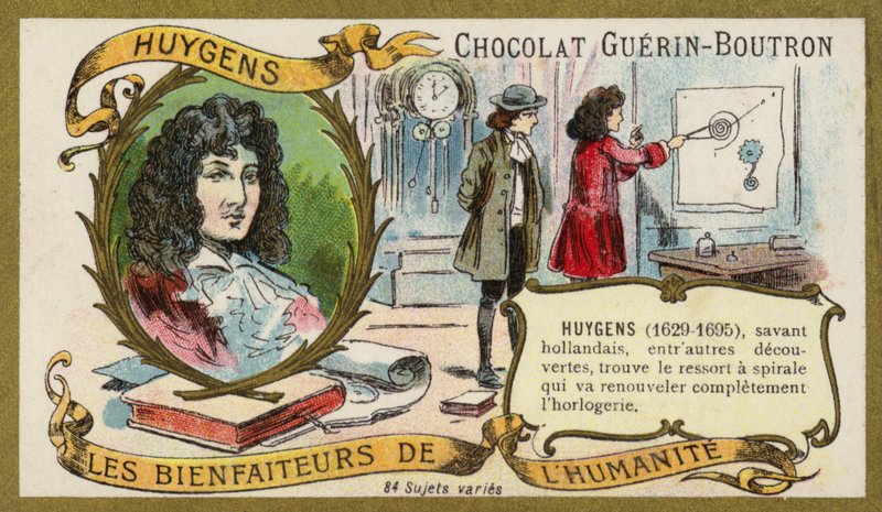 Christiaan Huygens, hollantilainen fyysikko, matemaatikko ja tähtitieteilijä ja kellotutkija (chromolitho) tekijältä French School