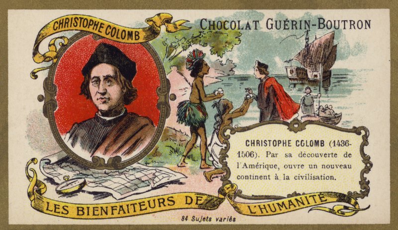 Christopher Columbus, genovalainen tutkimusmatkailija (chromolitho) tekijältä French School