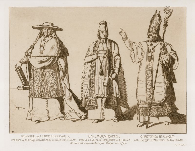 Kirkon mekko, piirustuksia Touzeen taideteoksen jälkeen, noin 1776 tekijältä French School
