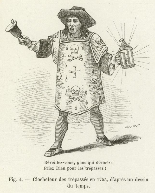 Clocheteur des trepasses vuodelta 1755, sen ajan piirroksesta tekijältä French School