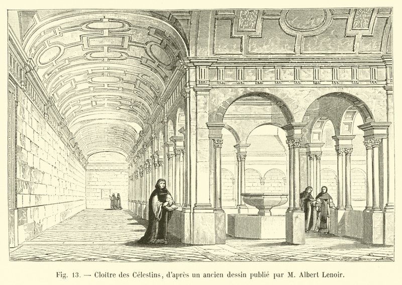 Celestiinien luostari, M Albert Lenoirin julkaisemasta vanhasta piirroksesta tekijältä French School