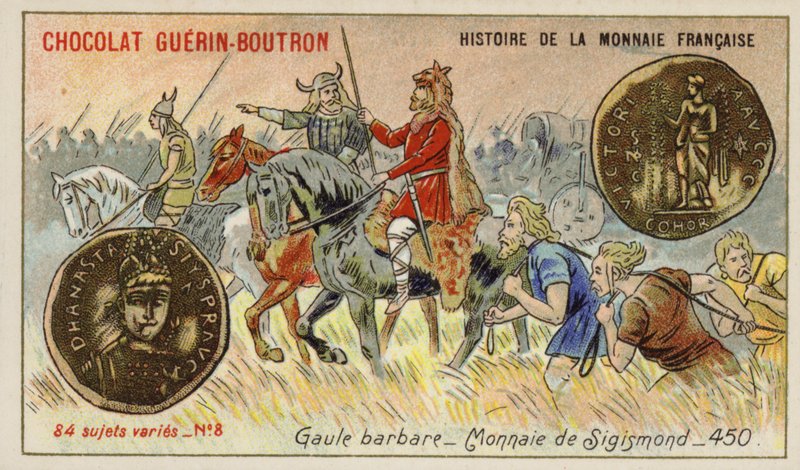 Sigismondin kolikot, Barbarian Gallia, 450 (chromolitho) tekijältä French School