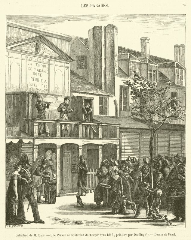 Mme Baur -kokoelma, paraati Boulevard du Temple -kadulla noin 1816 (kaiverrus) tekijältä French School