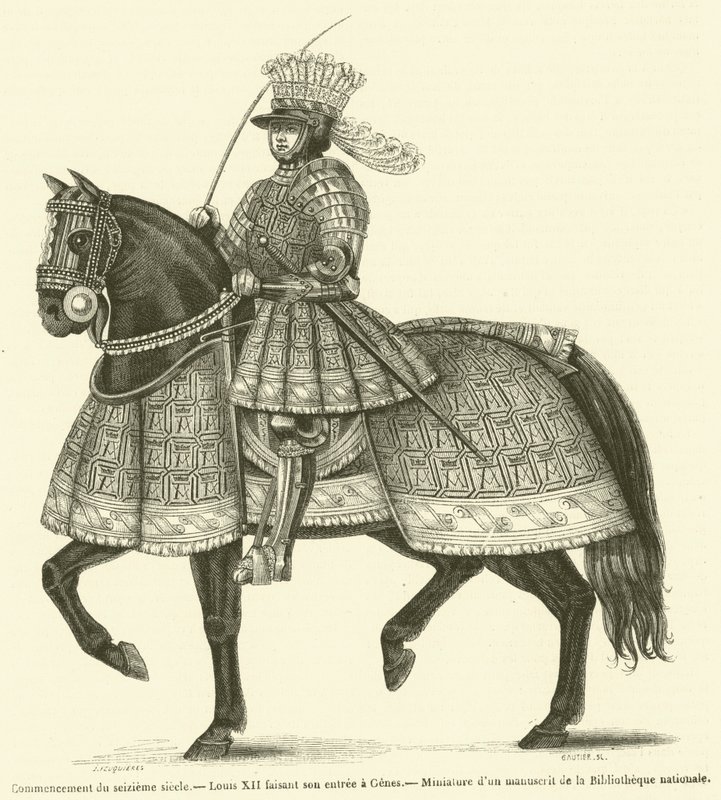 1500-luvun alussa, Ludvig XII saapumassa Genovaan (kaiverrus) tekijältä French School