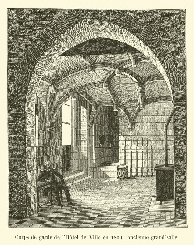 Hôtel de Villen vartiotalo vuonna 1830, entinen suuri sali tekijältä French School