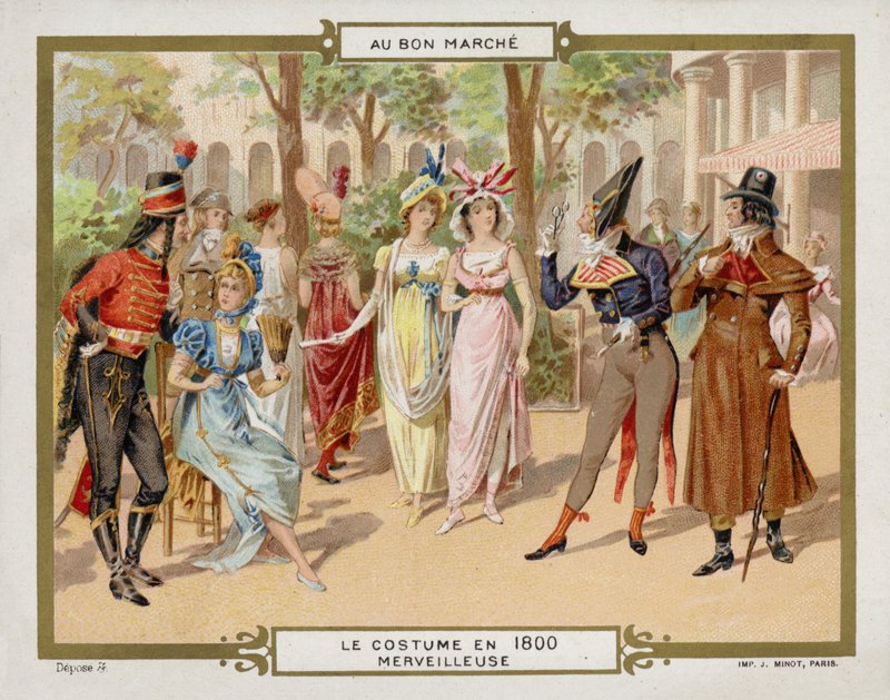 Puku vuodelta 1800 - merveilleuse (chromolitho) tekijältä French School
