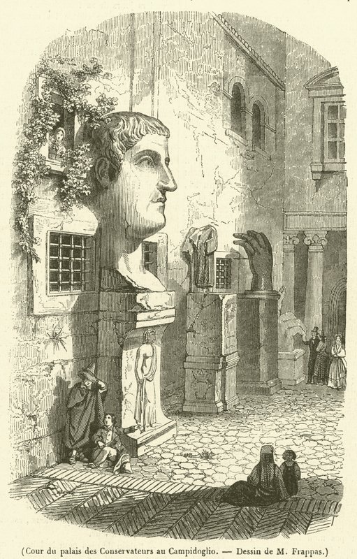 Palazzo dei Conservatorin sisäpiha Campidogliossa (kaiverrus) tekijältä French School
