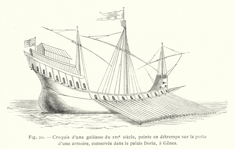 Luonnos 1500-luvun keittiöstä, temperamaalaus kaapin ovessa, säilytetty Dorian palatsissa, Genovassa (kaiverrus) tekijältä French School
