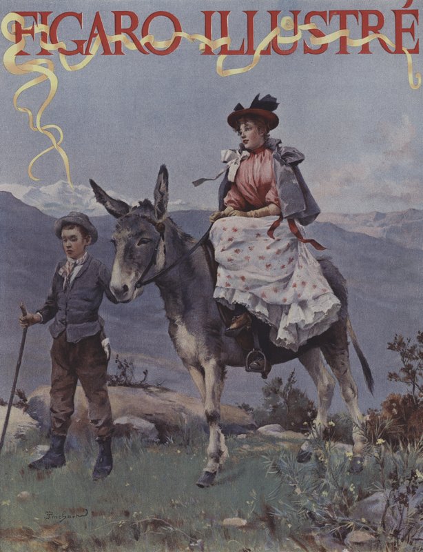 Vuorella (vuorilla). Le Figaro Illustren kansikuva, syyskuu 1894 (värilitho) tekijältä French School