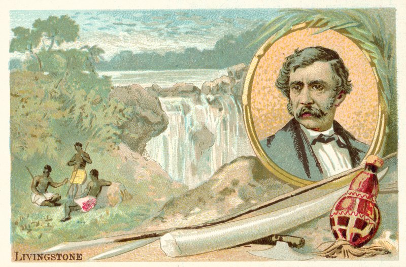 David Livingstone, skotlantilainen lähetyssaarnaaja ja tutkimusmatkailija (chromolitho) tekijältä French School