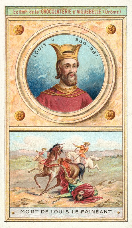 Ranskan Ludvig V:n kuolema, 987 (chromolitho) tekijältä French School