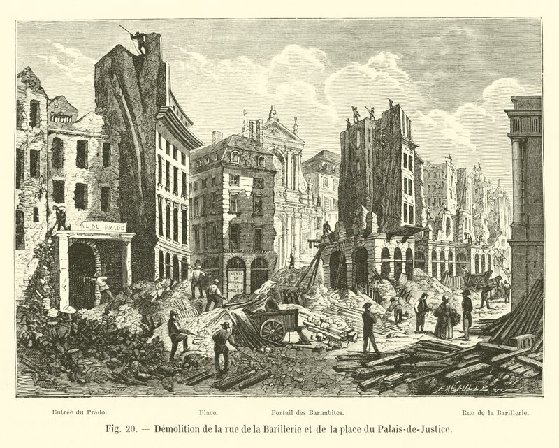Rue de la Barillerien ja Place du Palais-de-Justice -kadun purku tekijältä French School
