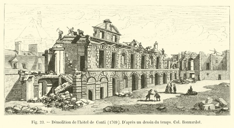 Hôtel de Contin purku, 1769, aikakauden piirustuksen mukaan, eversti Bonnardot tekijältä French School