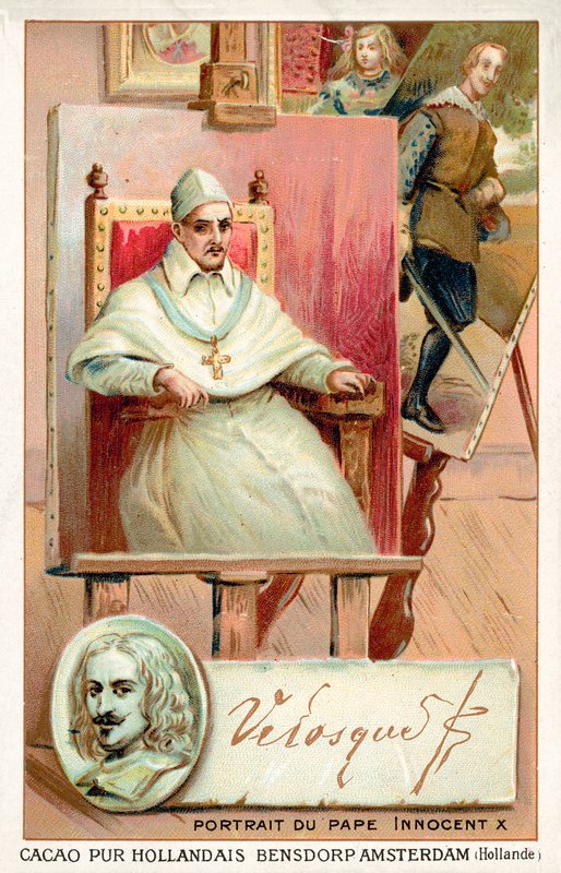 Diego Velasquez, espanjalainen taidemaalari ja muotokuva paavi Innocentius X:stä (chromolitho) tekijältä French School