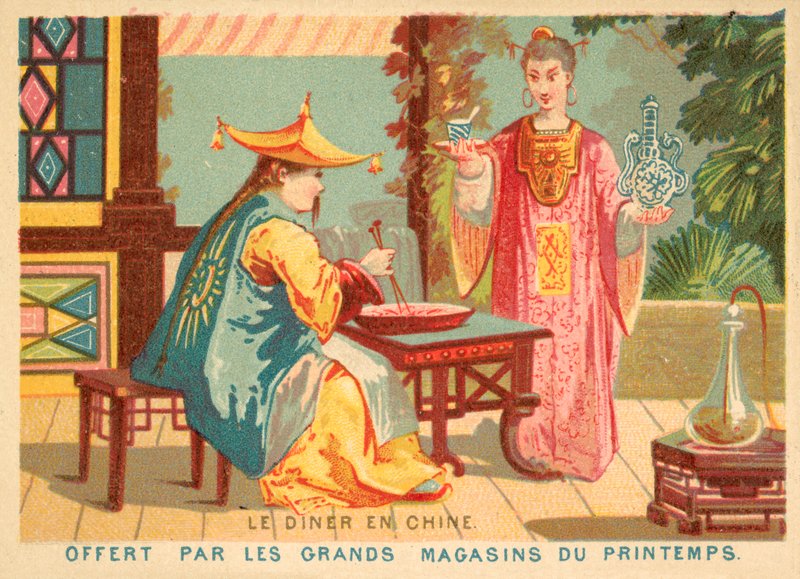 Illallinen Kiinassa (chromolitho) tekijältä French School