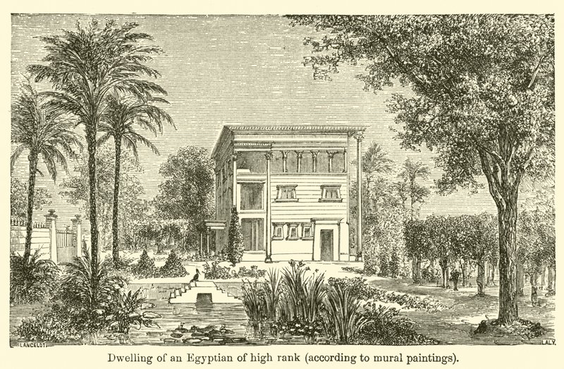 Seinämaalausten mukaan korkea-arvoisen egyptiläisen asunto (kaiverrus) tekijältä French School