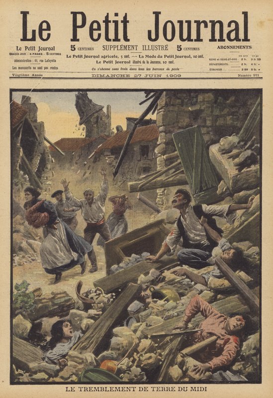 Maanjäristys Midin alueella Ranskassa (väri litho) tekijältä French School