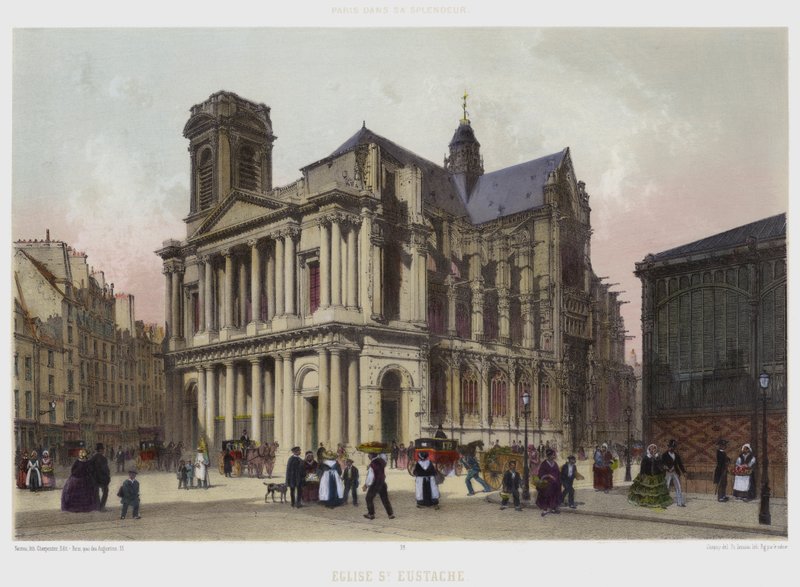 Saint-Eustachen kirkko (väri litho) tekijältä French School