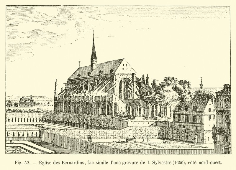 Bernardiinien kirkko, faksimile I Sylvestren kaiverruksesta, 1650, luoteisrannikko tekijältä French School