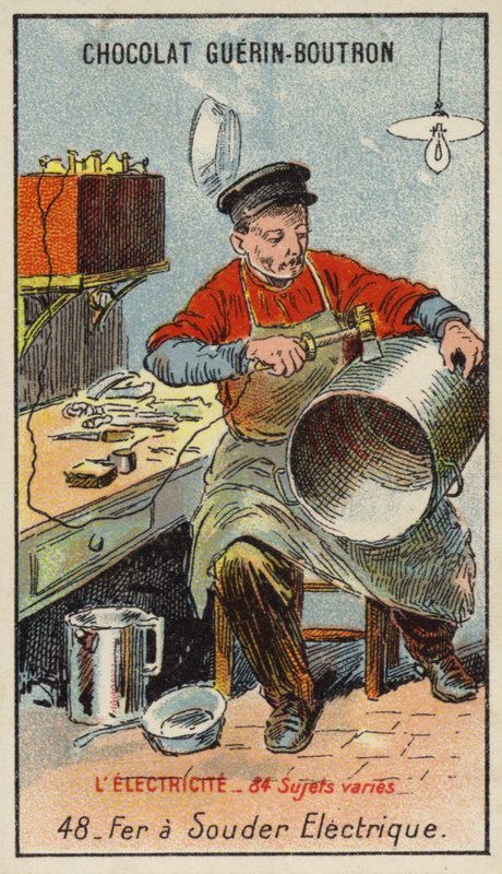 Sähköinen juotoskolvi (chromolitho) tekijältä French School