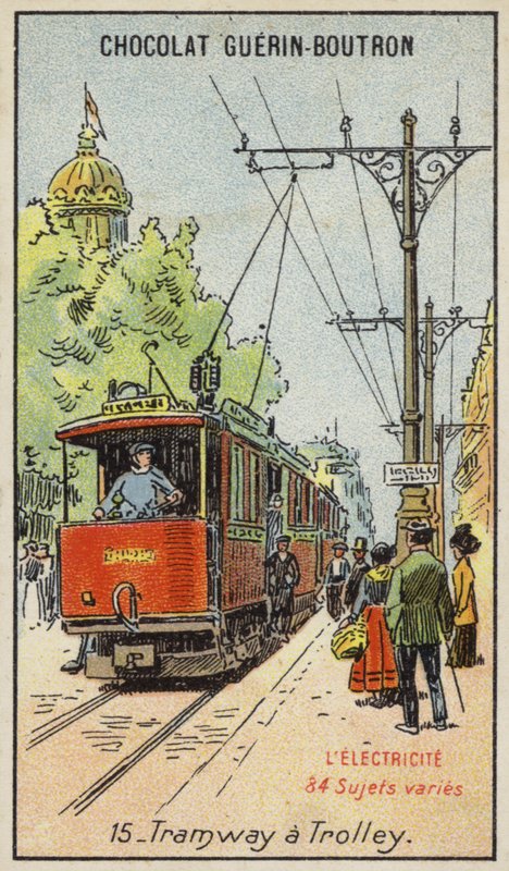 Sähköraitiovaunu (chromolitho) tekijältä French School