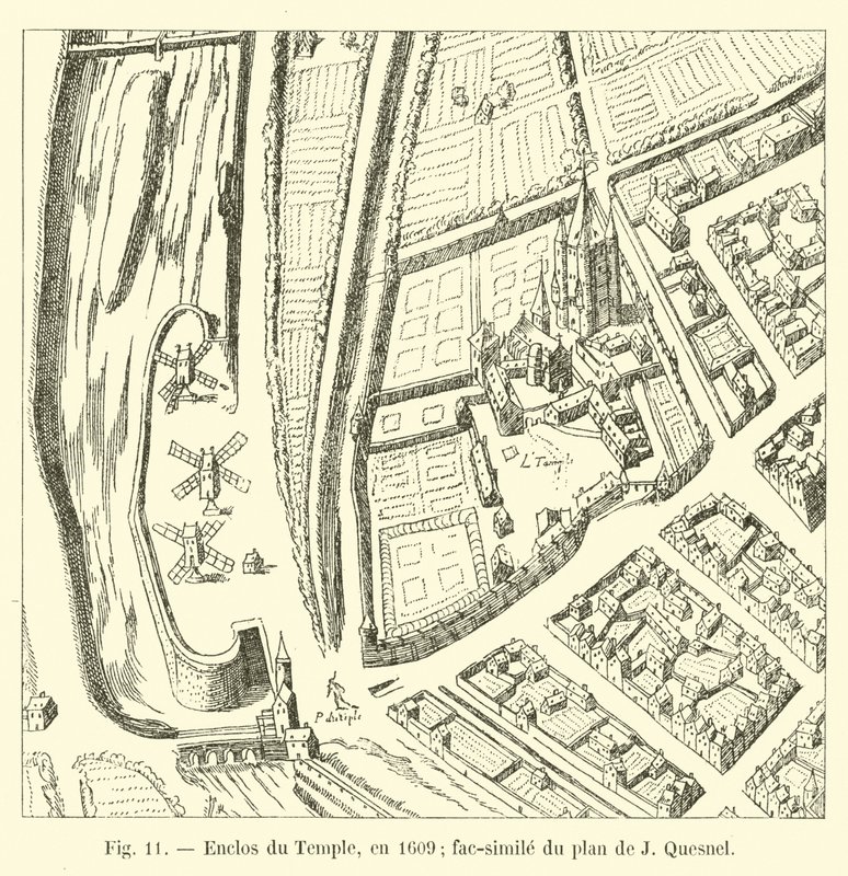 Temppelikotelo, vuonna 1609; faksimile J Quesnelin suunnitelmasta tekijältä French School