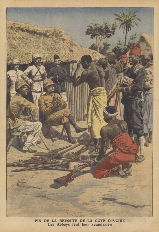 Norsunluurannikon Abes-kansan kapinan loppu (värilitho) tekijältä French School