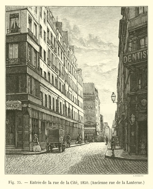Sisäänkäynti rue de la Citelle, 1850, entinen rue de la Lanterne tekijältä French School