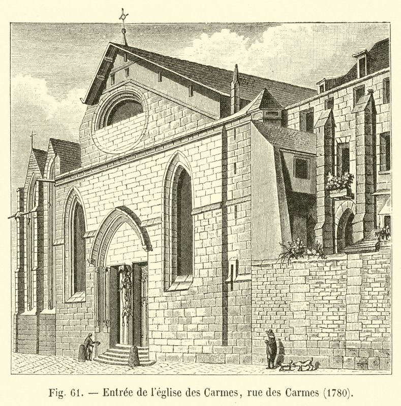 Karmeliitin kirkon sisäänkäynti, rue des Carmes, 1780 tekijältä French School