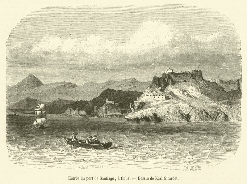 Entree du port de Santiago, Kuubaan (kaiverrus) tekijältä French School