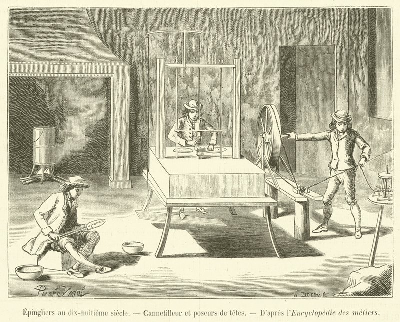 Pinmakers 1700-luvulla, Cannetilleur ja poseurs de têtes (kaiverrus) tekijältä French School